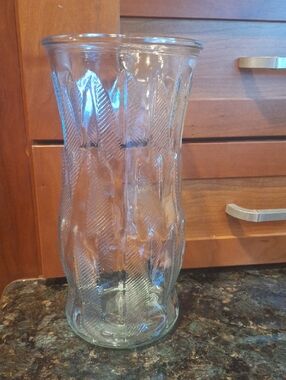 Vintage E. O. Brody Clear Glass Vase With Feather Patern